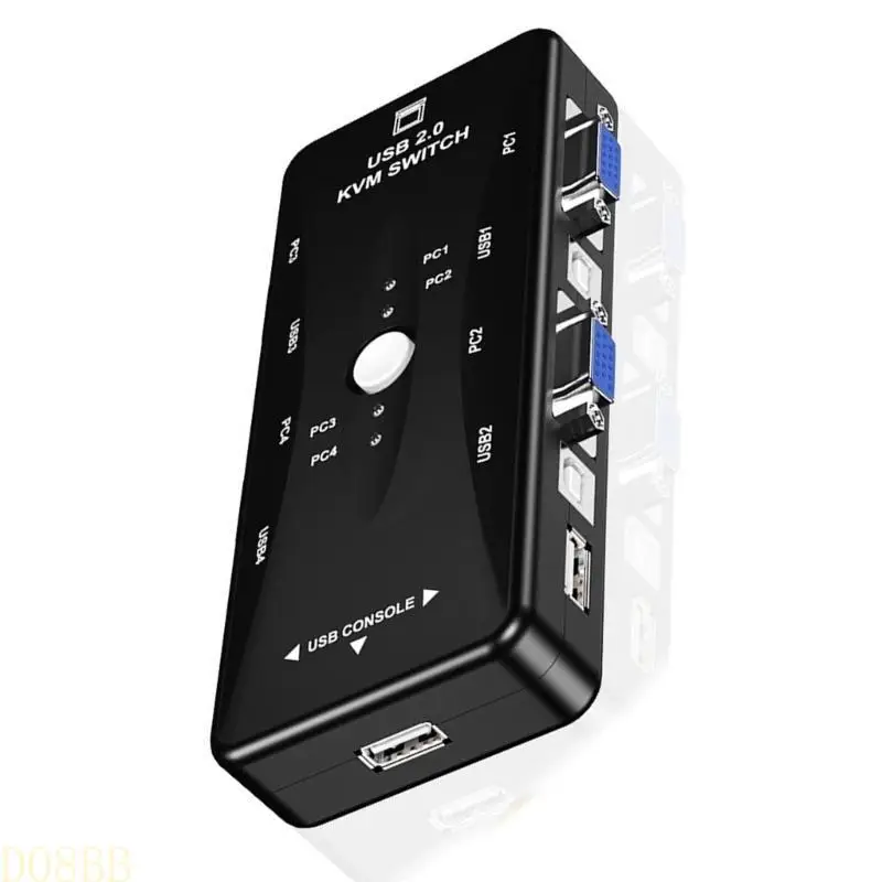

D08B USB2.0 KVM Switcher 2/4Port 1080P VGA Switcher Splitter Box for 2Computer Control Seamlessly Switching for Keyboards