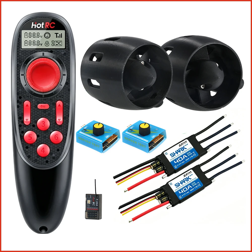 High Power 12V Underwater Thruster Hotrc DS650 Radio Transmitter & ZTW Shark G2 40A Brushless ESC For RC Model Boat