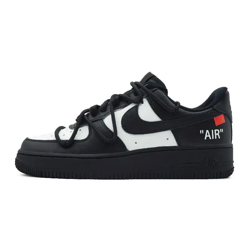 

[Женские черно-белые клетчатые туфли на заказ] Nike Air Force 1, туфли для скейтборда, женские низкие кеды, черно-белые