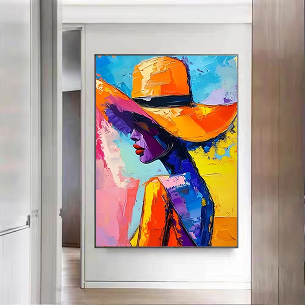 

Hand-Painted Figure oil painting on canvas, original wall art image Colorful large mural Decor Living Room indoor exhibition