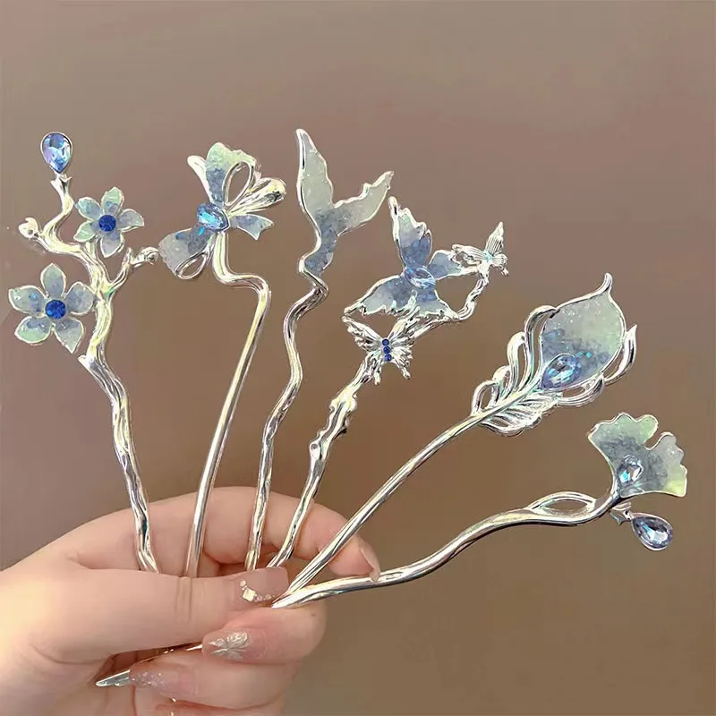 1pc Classic Chinese Hair Accessory Butterfly Flower Handmade Hair Needle Suitable for Daily Holiday Wear Elegant Women's Hairpi