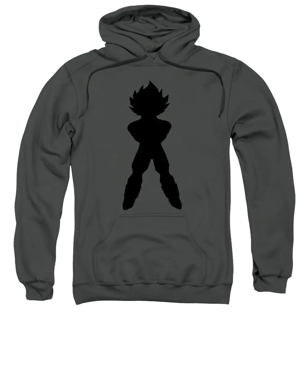 Felpa con cappuccio bianca con stampa sagoma Anime Fighter Tasca sul petto Arti marziali Posa Capelli a spillo Design Streetwear per adulti Bambini