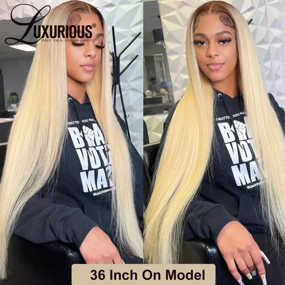 4/613 HD Lace Frontal Wig 13x6 Ombre Blonde Lace Front Wigs For Women Human Hair 13x4 Straight Colored Wig Peruvian Remy Hair