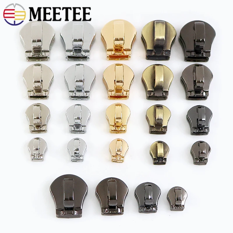 10/20Pcs 3# 5# 8# 10# Metal Zipper Pulls for Bag Pockets Luggage Zips Slider Lock Garment DIY Repair Kits Hardware Accessories