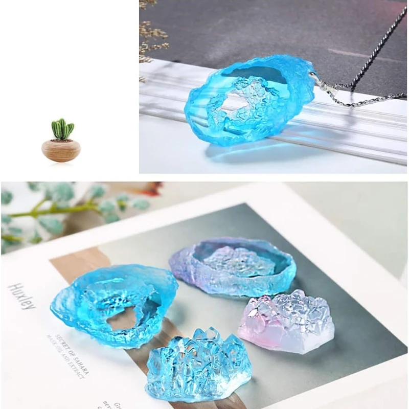 Moule en résine de grappe de Quartz, goutte de cristal, colle, trou de suspension, pièce de suspension en résine époxy, DIY