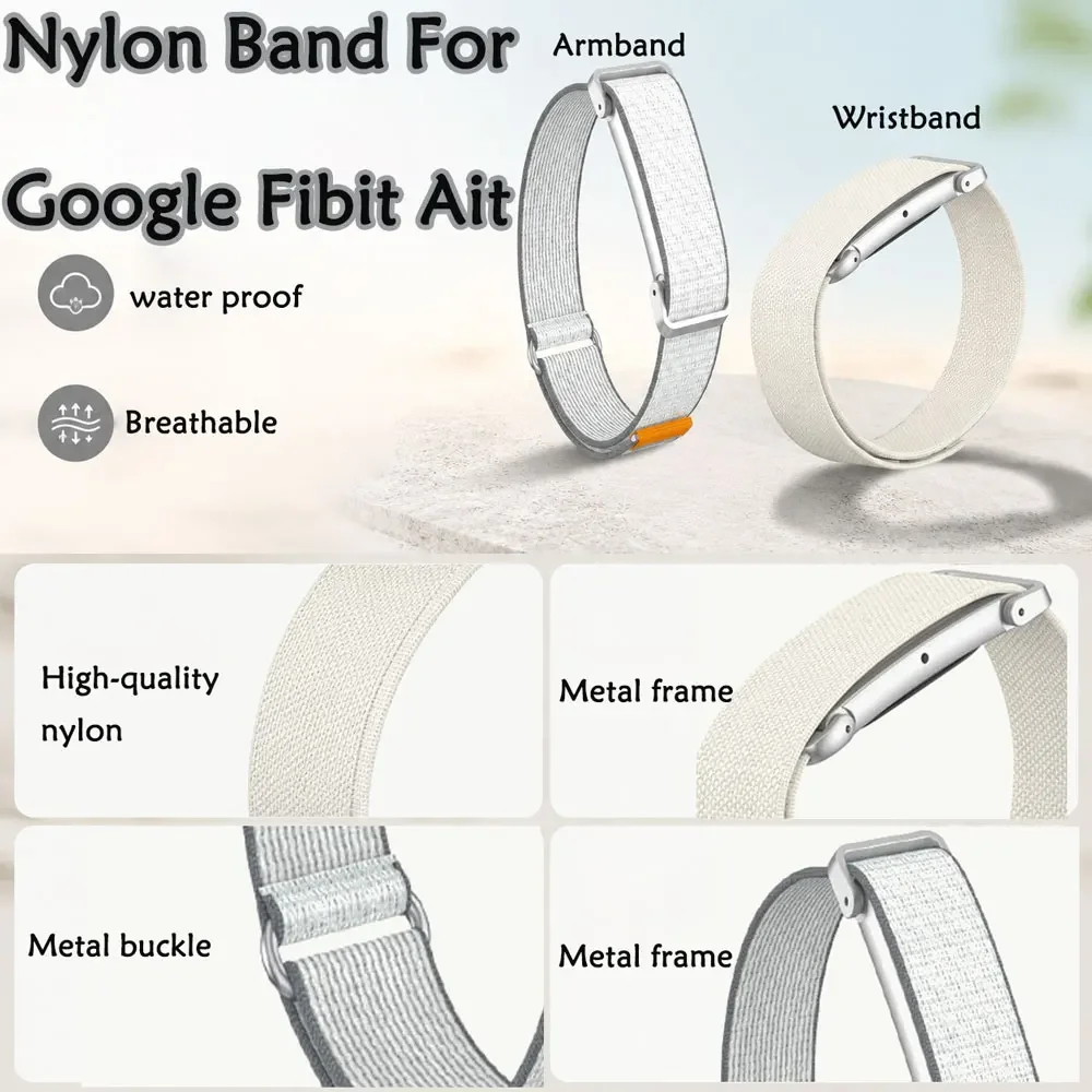 Nylon Band Arm Wrist Metal Frame for Google Fitbit Air Water Proof Breathable Wrist Bracelet for Google Fitbit Air Wear All Day