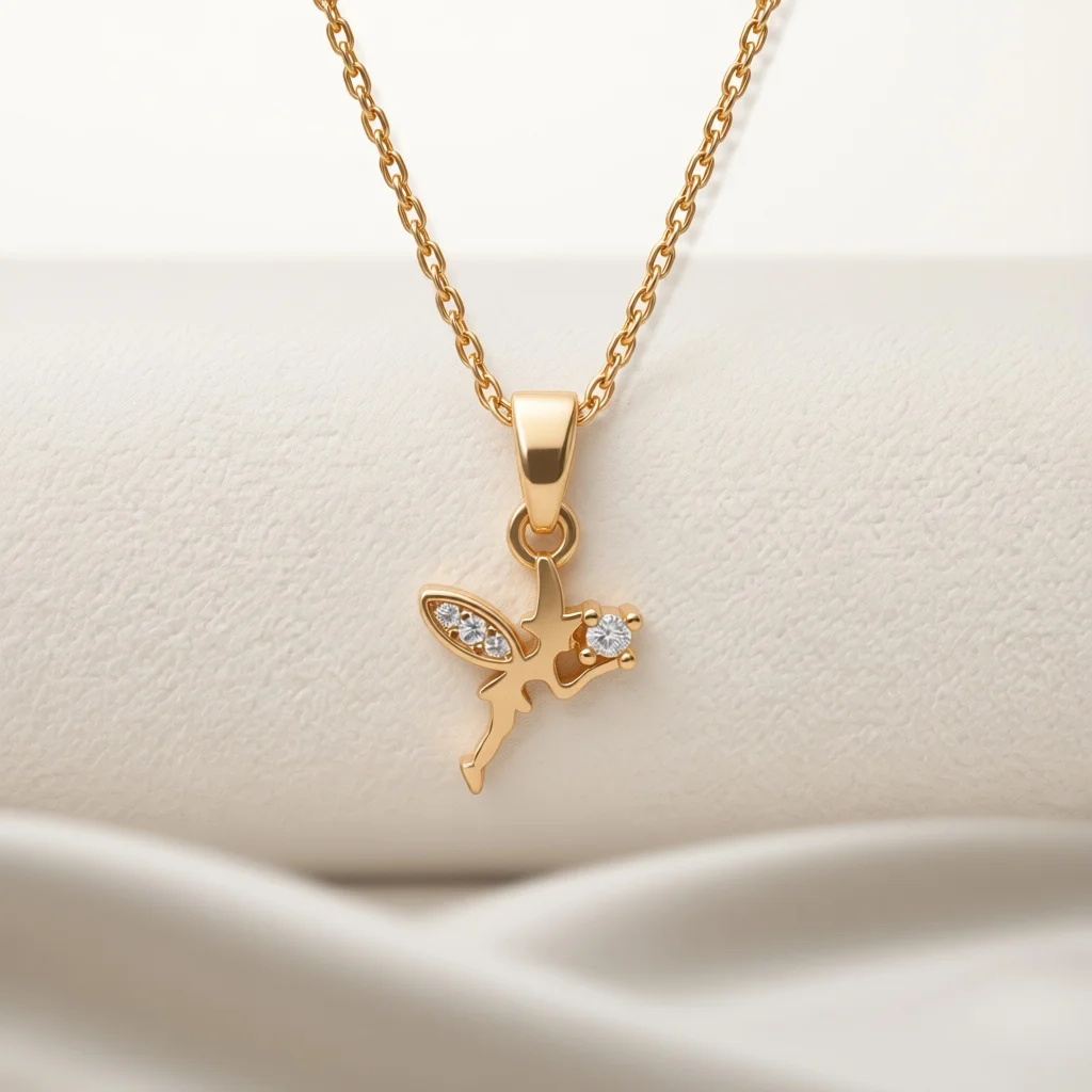 Sparkling Faceted Polished Fairy Shape Inlaid Clear Zircon Pendant Necklace Sweet Daily Wedding Party Jewelry Gifts For Women