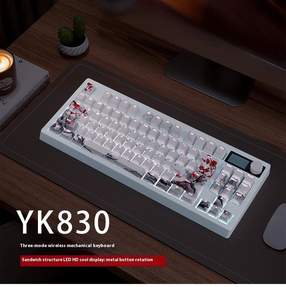 

f87 YK830 Bluetooth/2.4G wireless/wired mechanical keyboard with TFT screen and knob gaming keyboard suitable for Mac/Win