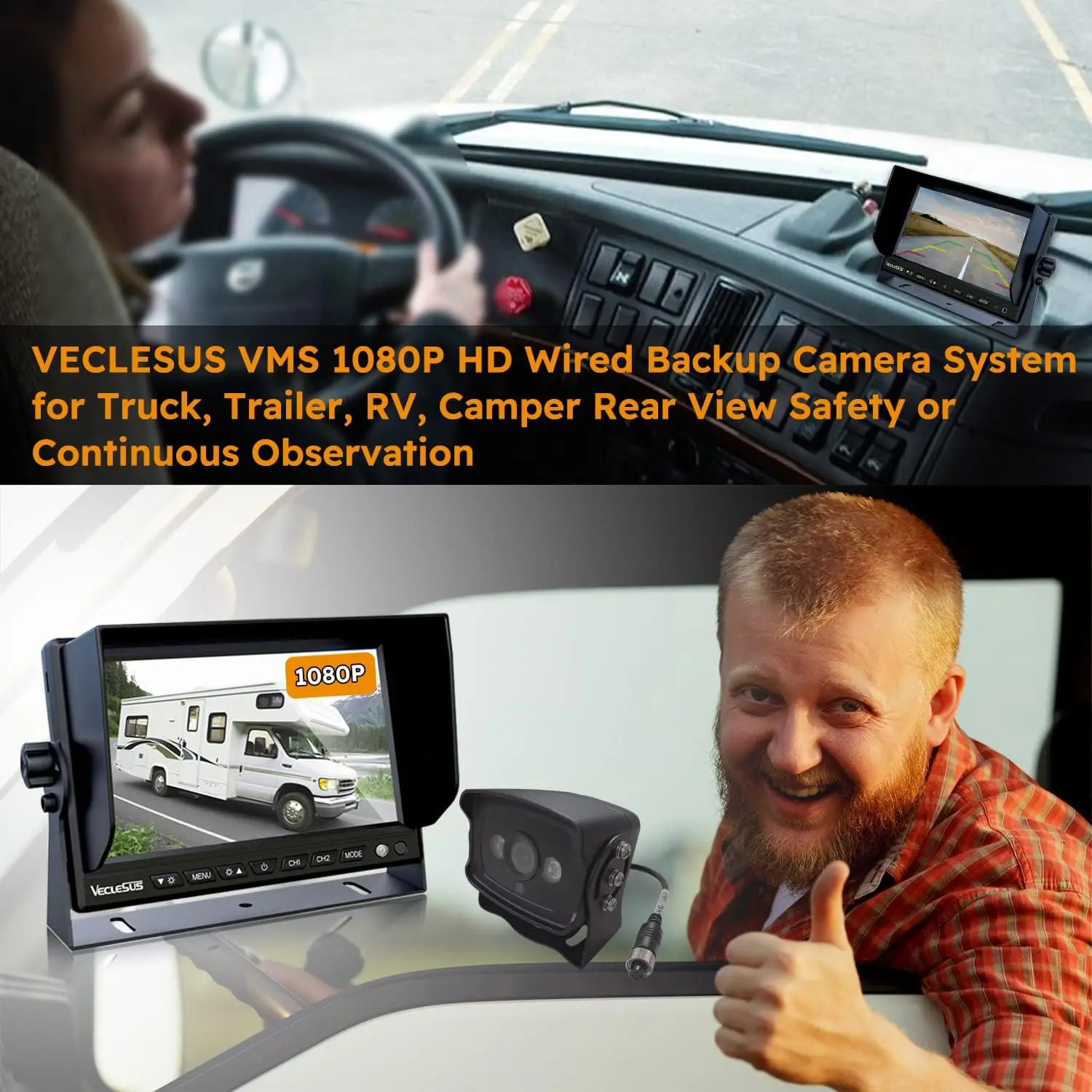 Backup Camera for Trucks, No Interference, No Delay, 7