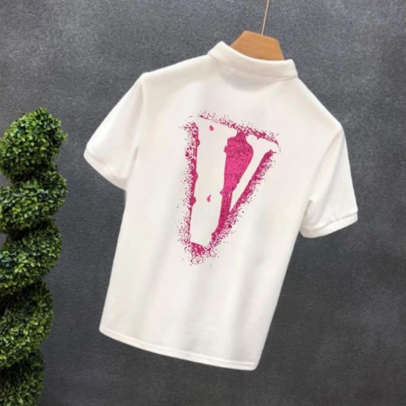 

Мужская футболка-поло из хлопка с графическим принтом, свободного кроя, оверсайз, летняя, уличный стиль, с коротким рукавом