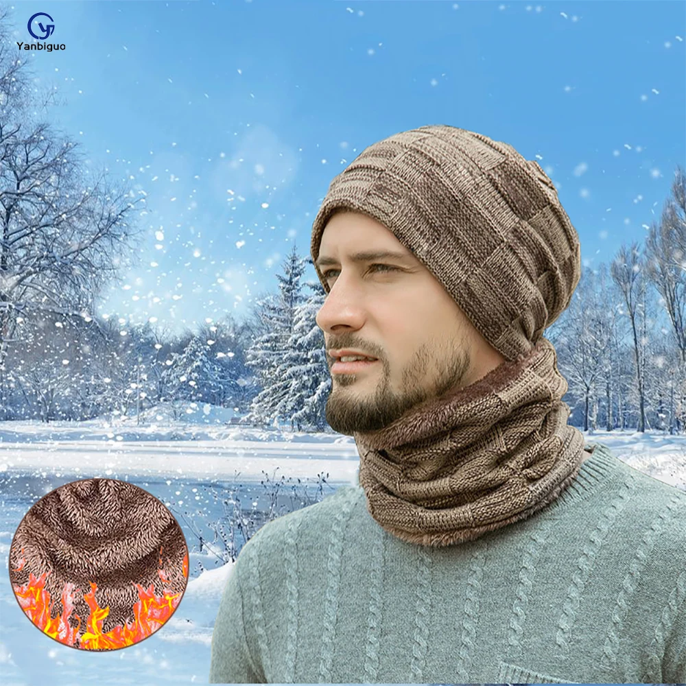 

Women&Men's Winter Warm Beanie Hat & Scarf Set - Skull Cap Neck Warmer ,With Thick Fleece For Cycling、 Hiking、Skiing、Hunting