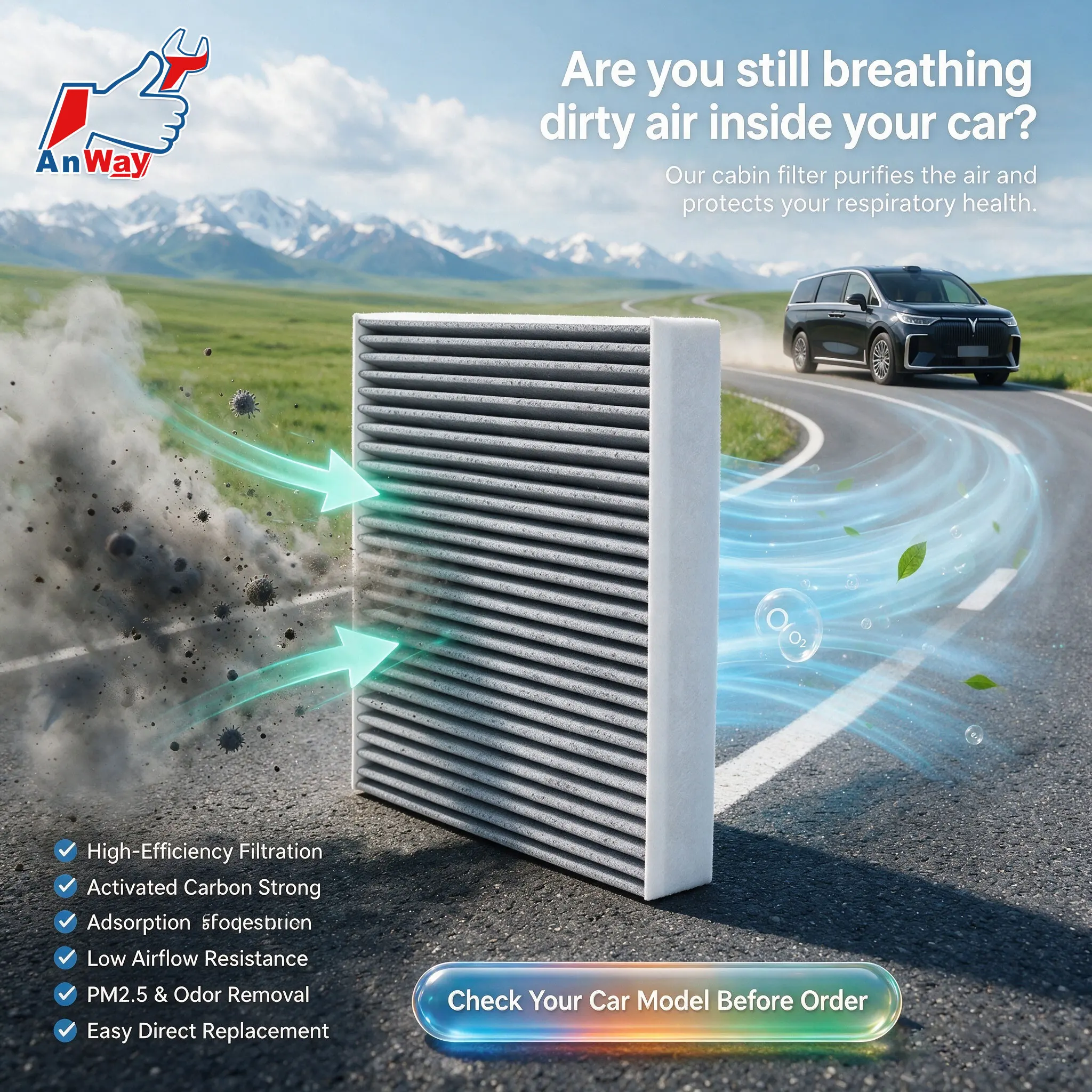 Custom Fit Car Cabin Air Filter For VOYAH Dream EV PHEV 2022‑26 Premium Air Filter High Flow Air Intake  Auto Air Intake Filter