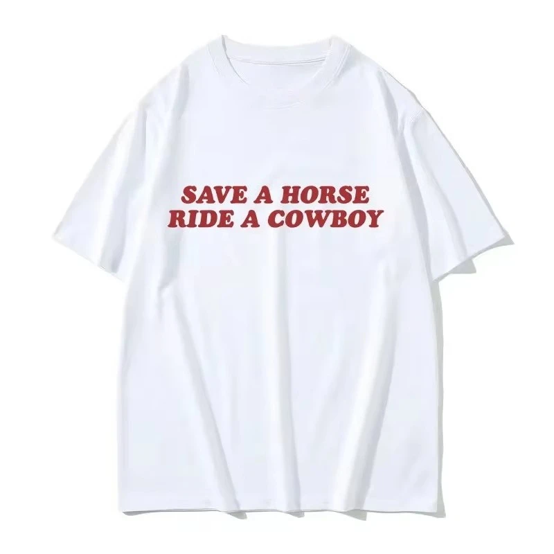 

Футболка для беременных с принтом «Спаси коня, катись на ковбое», повседневная и модная, с коротким рукавом