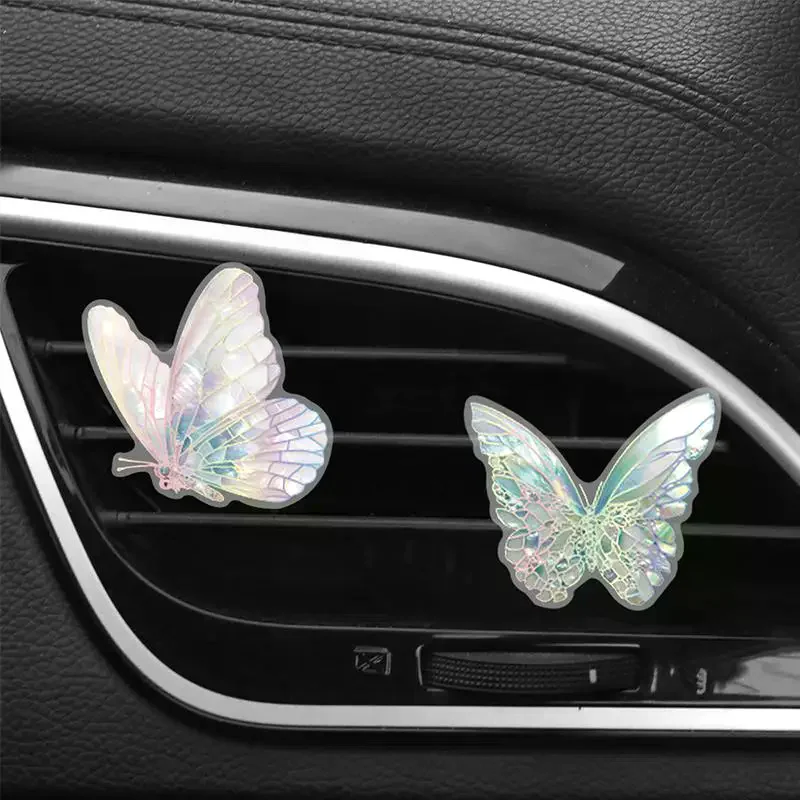 Difusor de Aromaterapia para Carro em Forma de Borboletas Coloridas, Ornamento Floral de Gesso, Acessórios de Aromaterapia para Interior de Carro
