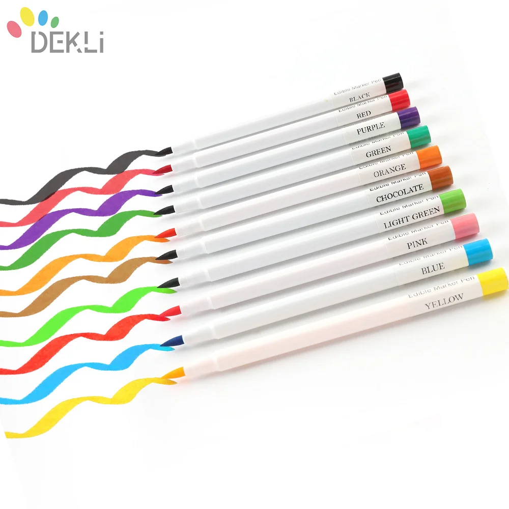 One Pack 10 Pieces Food Coloring Marker Pen For Decorating Cake Cookies Biscuits Brush Bread Markers Pen DIY Baking Tool