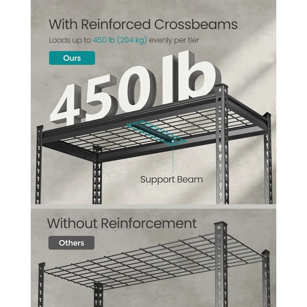 Rak Penyimpanan 5 Tingkat Set Isi 3, Rak Garasi Tugas Berat, Unit Rak Dapat Disesuaikan, Rak Baja, Rak