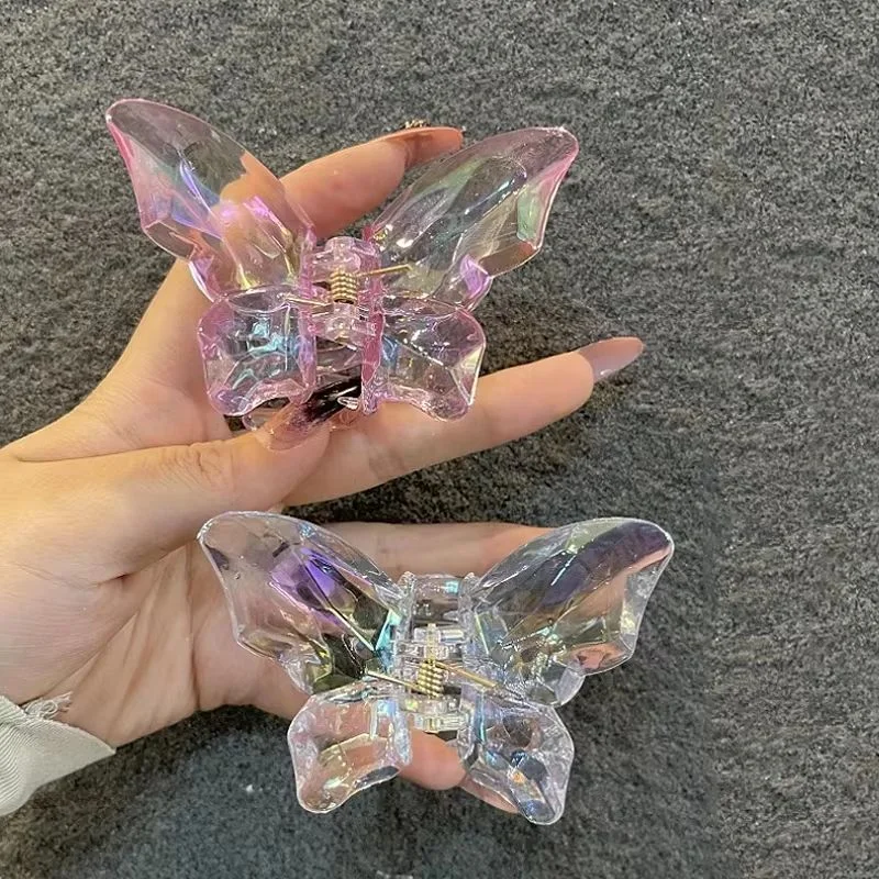 2PCS Meerjungfrau Kime Kristall Fee Schmetterling Greif Clip Teenager Luft Gefühl Hinterkopf Haar Greifen Transparent Große Hai Clip – Detail 3