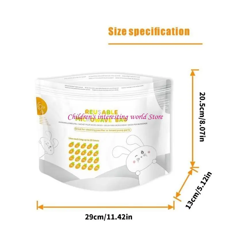 Reusable Microwave Steam Bag Pouches for Cleaning Breast Accessories 425F