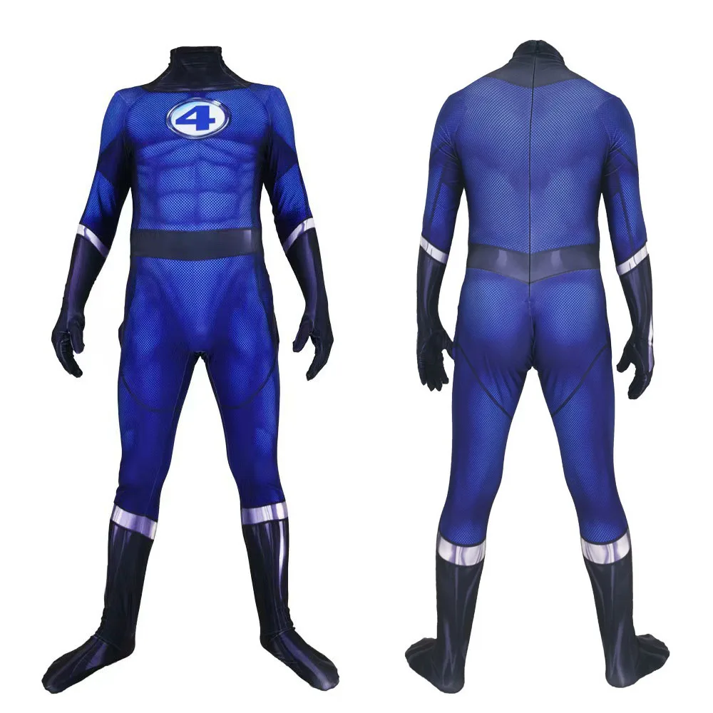 

Movie Les Quatre Fantastiques Monsieur Magique Cosplay Costume Blue Bodysuit Femme Invisible Role Play Jumpsuit Halloween Party