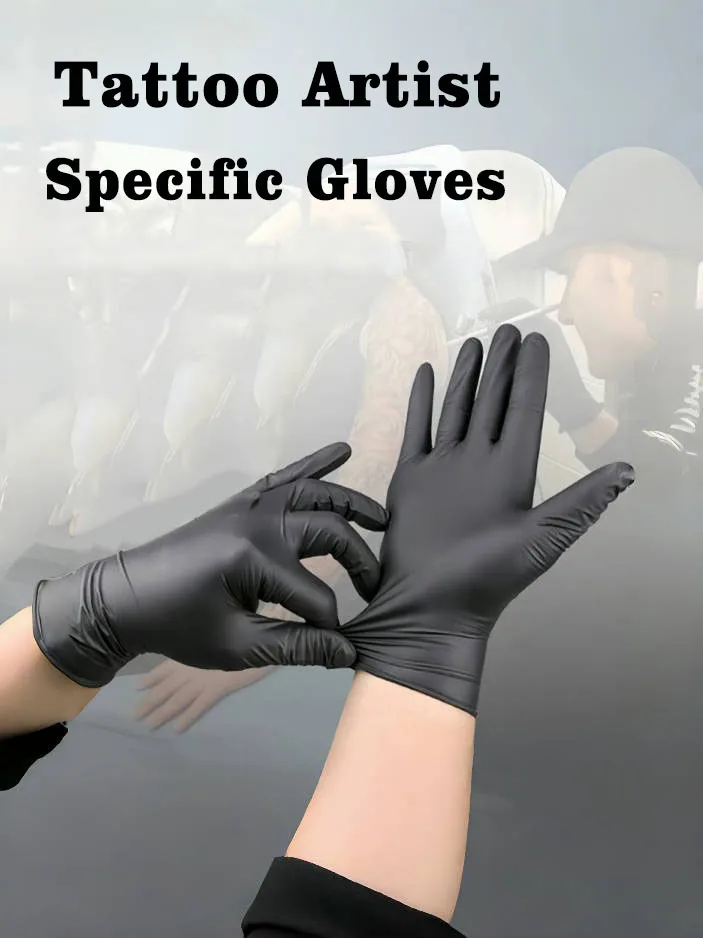 100Pcs/Box Multifunction Gloves Black Disposable Permanent Nitrile Gloves Latex Free for Home Rubber Food Gloves Tattoo