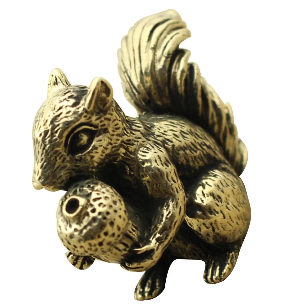 

Miniature Copper Squirrel Desktop Ornament Vintage Style Retro Craft Sculpture Copper Decoration for Indoor Outdoor