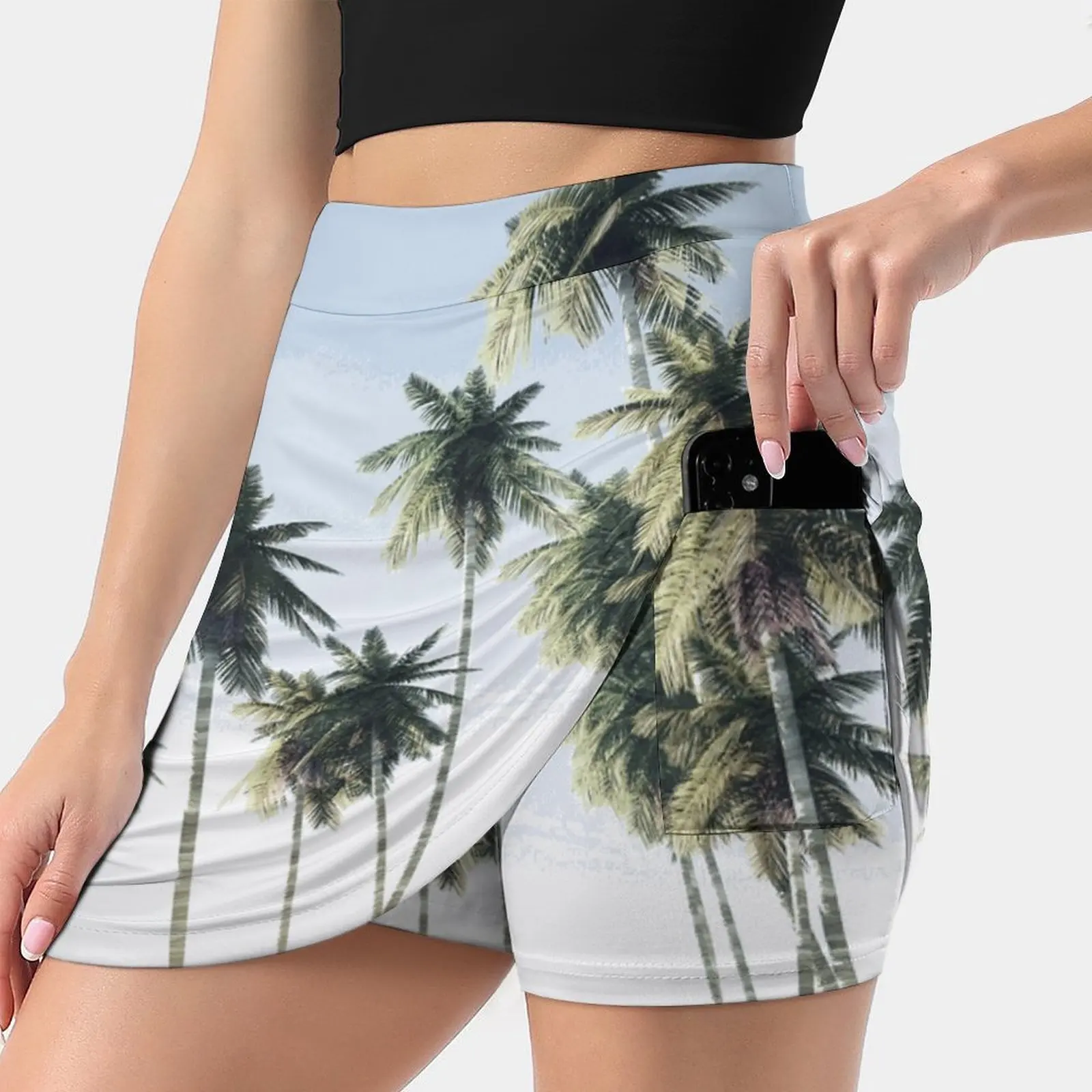 Palm Trees Women'S Summer Fake Two Piece Skirts Casual Sports Beach Skirt Girl Skorts Palm Tree Palm Trees Palm Tree Art Palm