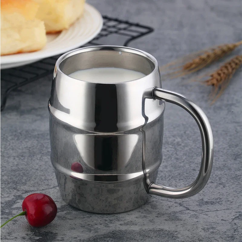 Hot Sale Double Wall Stainless Steel Beer Mug Portable Coffee Tea Cups Travel Tumbler Office Use Water Cup with Handle Drinkware