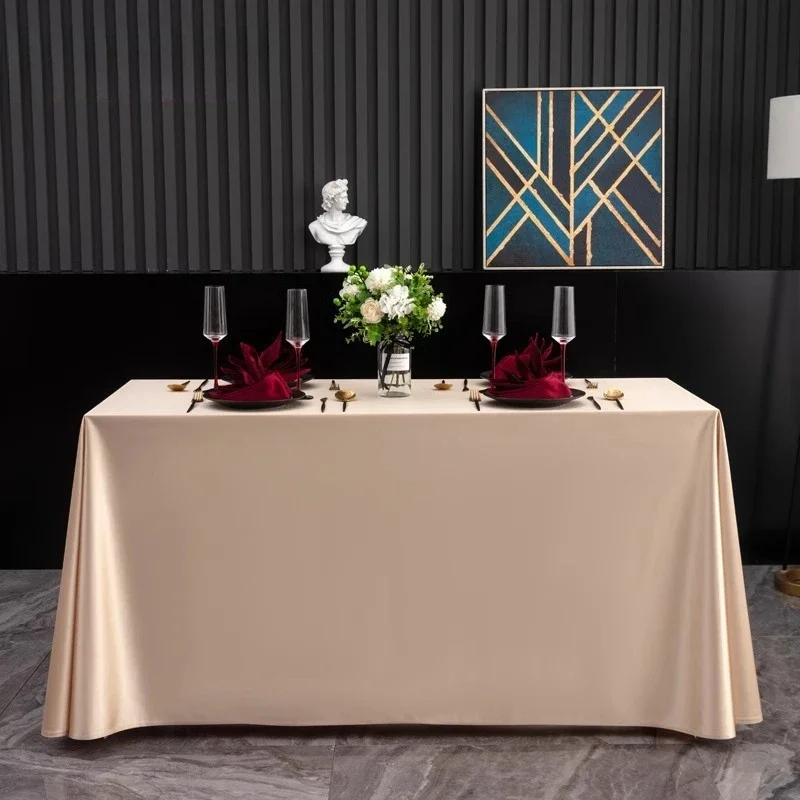 Rectangle Wedding Satin Large Tablecloth Bright Smooth Silk Table Cover Christmas Anniversary Dining Party High-end Table Decor