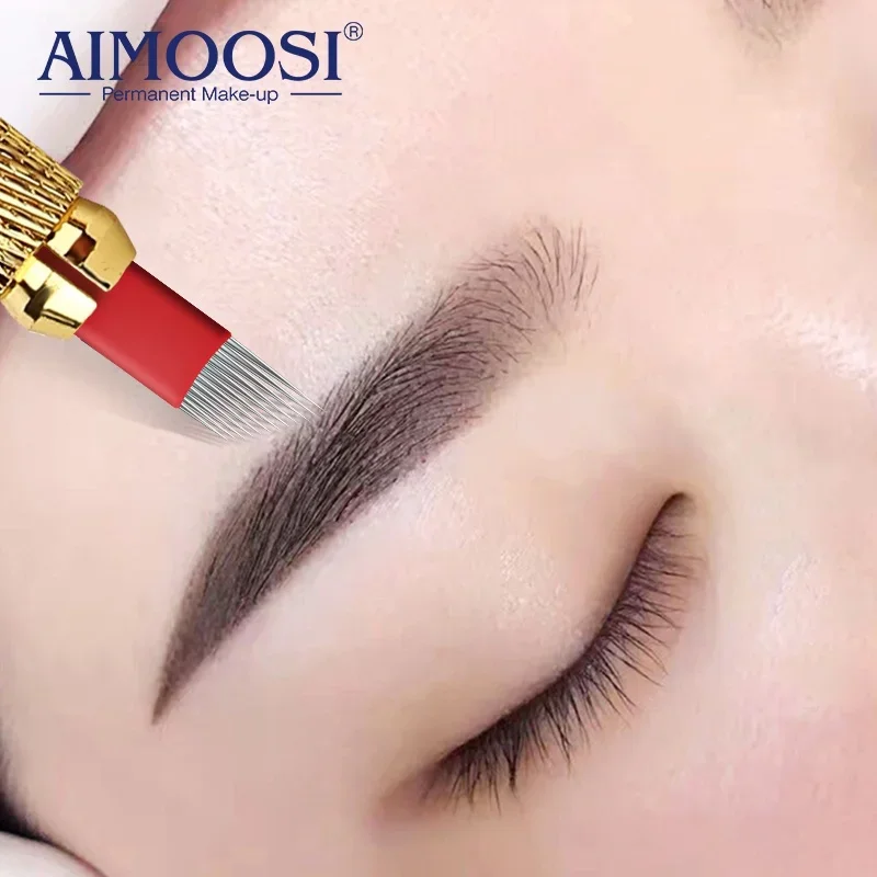 AIMOOSI Tattoo Kits 50pcs Embroidery Permanent Makeup Popular Microblading Tattoo Blades Stainless Steel Needle Tattoo Supplies