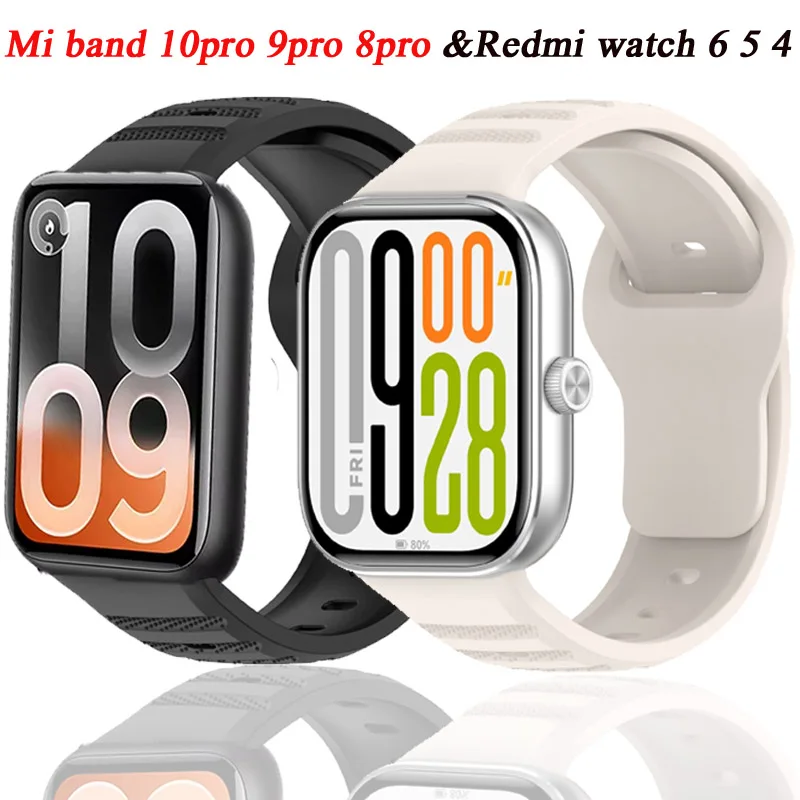 Weiches Silikonarmband für Xiaomi Mi Band 10Pro 9Pro 8Pro Sport Atmungsaktiver Correa-Gürtel für Redmi Watch 6 5 4 Smartwatch-Armband
