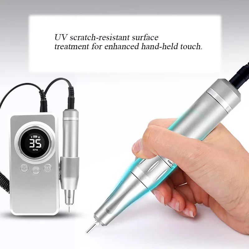Portable Manicure Machine ABS+ Aluminum Alloy Multifunctional Rechargeable Electric Nail Polish Tool Nail Drill Machine
