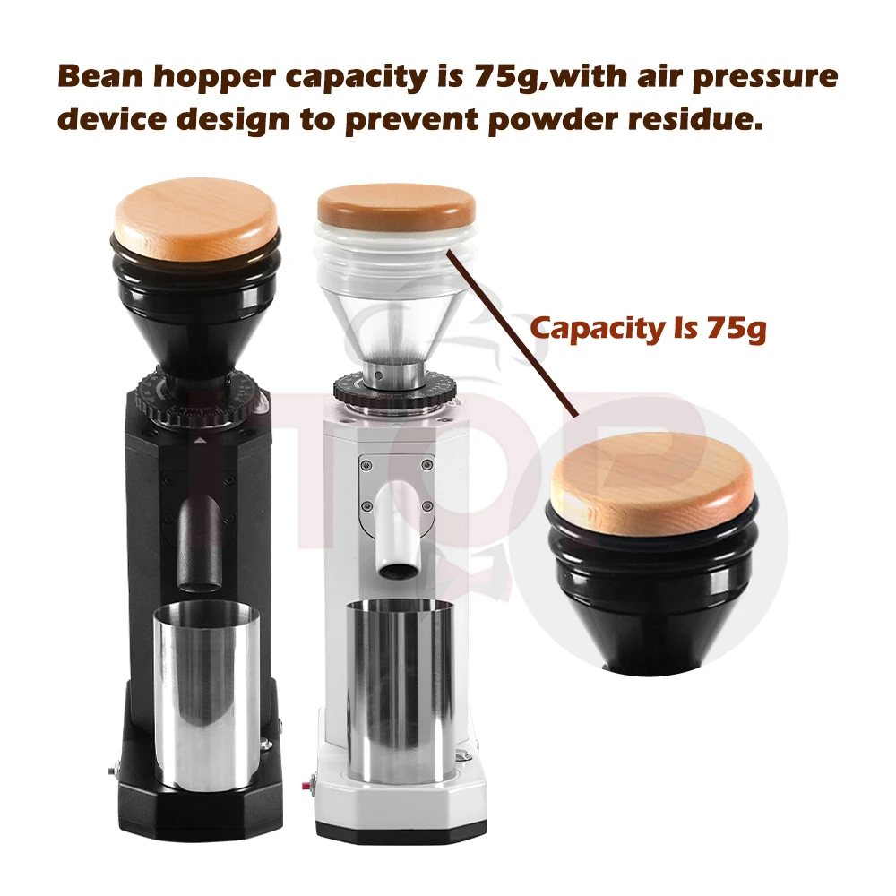 ITOP40 Cylinder Coffee Grinder Titanium Burr Conical 40mm Metal Bean Hopper 75g Wooden Cover Popular Bean Grinder Family Cafe V2