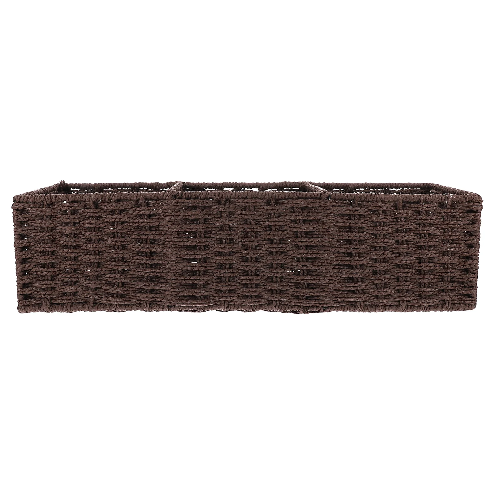 

Sturdy Woven Storage Basket Iron Frame Desktop Organizer Bathroom Kitchen Home Clothes Storage Box Multi-Grid Woven