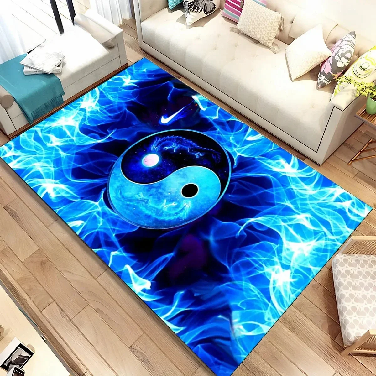 Chinese Tai Chi Bagua Yin Yang Area Rug,Carpet Rug for Home Living Room Children Bedroom Sofa Doormat Decor,Non-slip Floor Mat