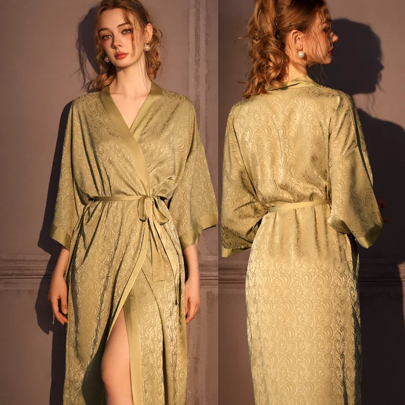 

Onesize Sleepwear Floral Print Robe Lady Sexy Intimate Lingerie Autumn Spring Loungewear Pajamas Rayon Bathrobe Gown Nightwear