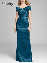 Elegant Mother of the Bride Dresses 2025 Sheath Off-The-Shoulder Wedding Guest Dresses Floor-Length Pleated Evening Party Gowns