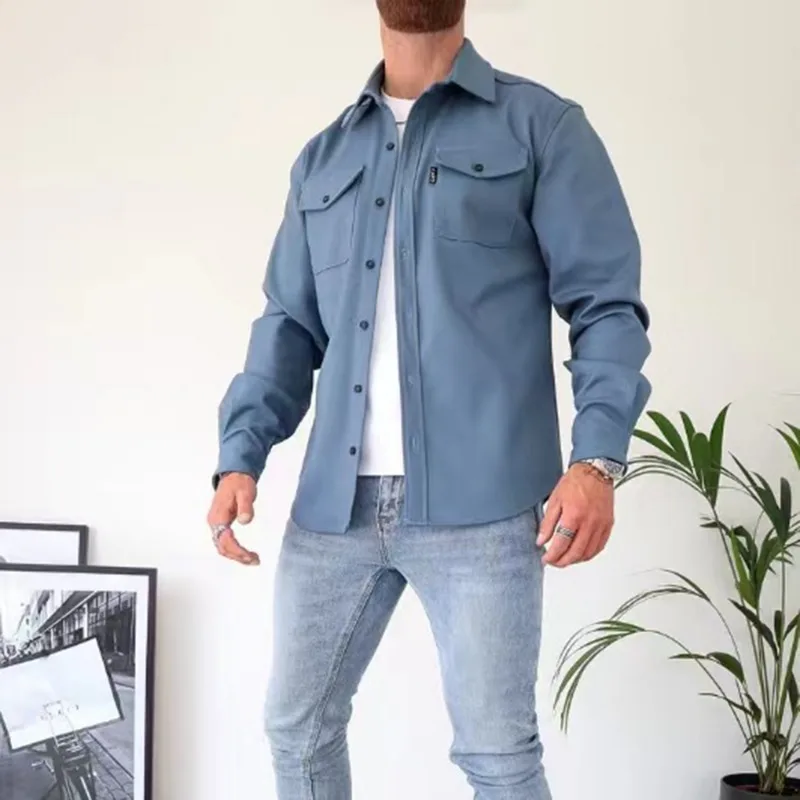 Casual Langarm-shirt Jacke Männer Herbst Und Winter Neue Amerikanische Street Fashion Einfarbig Arbeitskleidung Männer Hemd