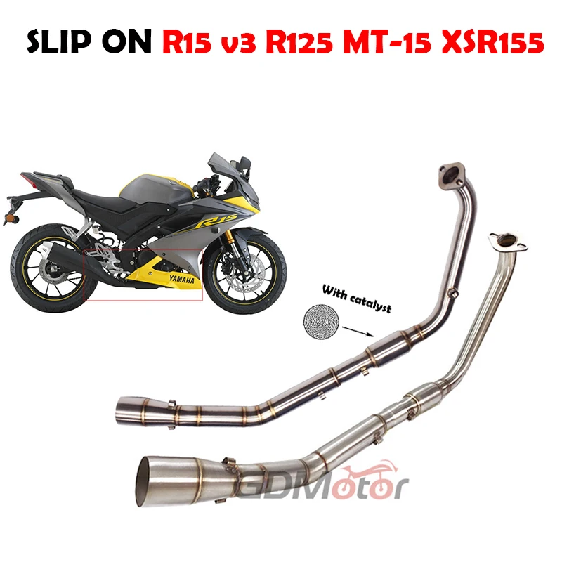 Slip On For YAMAHA R15 V3 R125 XSR155 125  MT15 Motorcycle Exhaust Modified Escape With Catalytic Sensor Adapter Link Pipe