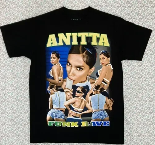 ANITTA Funk Rave Collage T Shirt Crewneck Casual  long or short sleeves