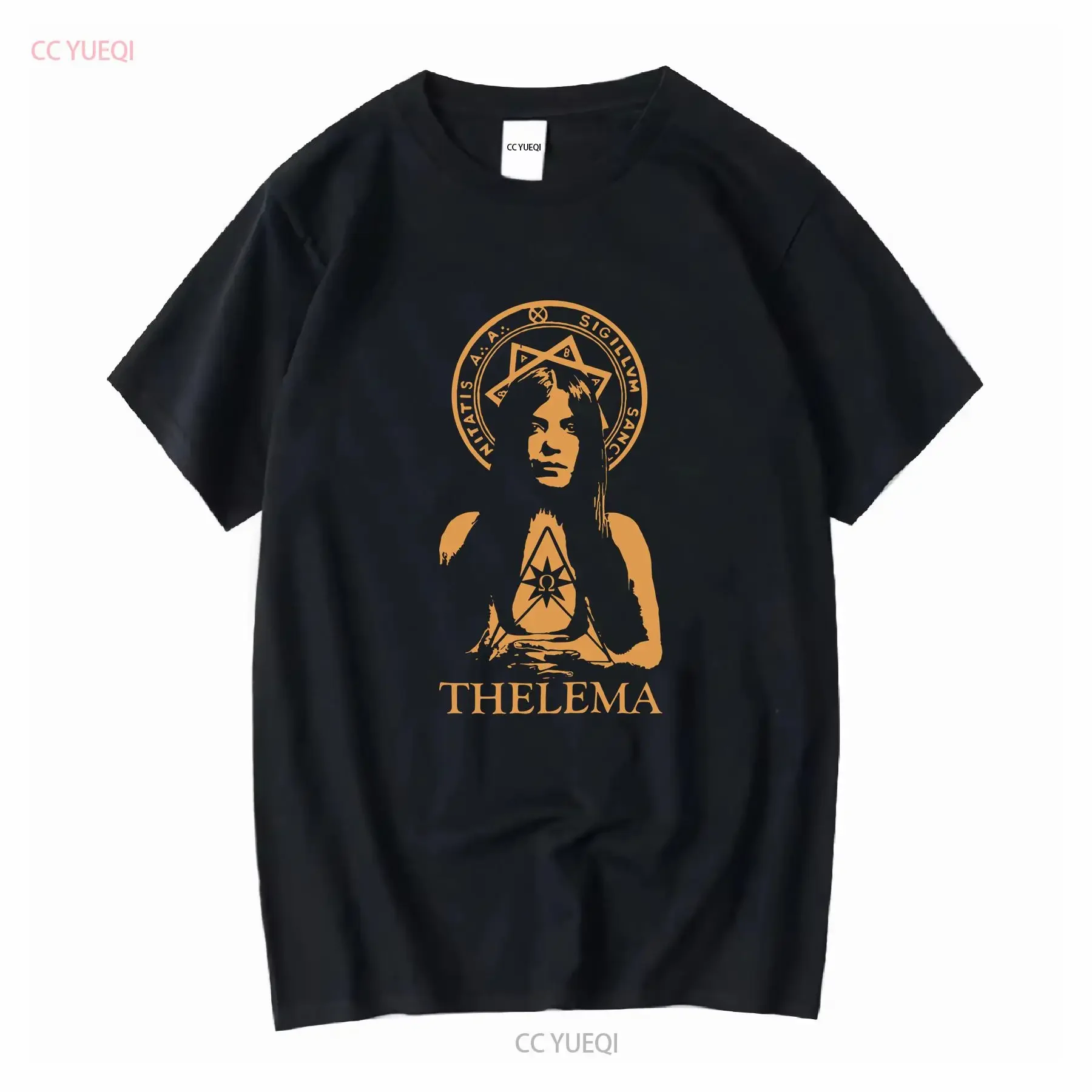 Camiseta Leila Waddell Aleister Crowley thelema de manga larga o corta vintage lavada ligeramente Top para uso diario estirado