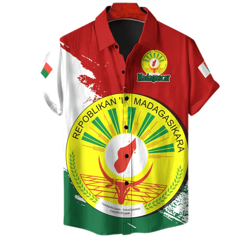 

Madagascar Flag Map 3D Printed Short Sleeve Shirts For Men Clothes National Emblem Beach Shirts National Emblem Blouses Male Top