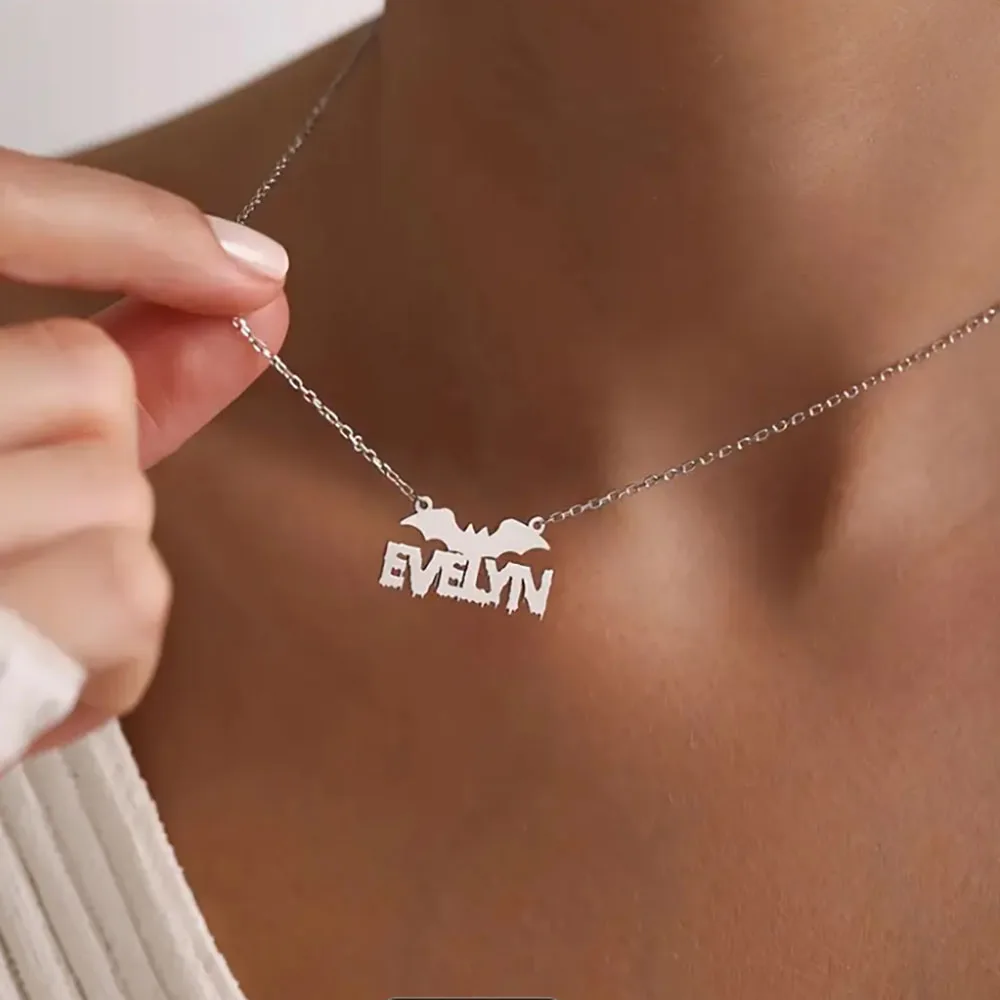 

Custom Halloween Element Pendant Necklace, With fun Name Design, Made of Stainless Steel.