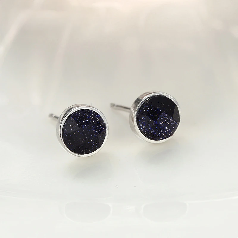 Modian New Arrival 100% 925 Sterling Silver Black Opal Sparkling Stud Earrings For Women Valentine\'s Day Silver Jewelry