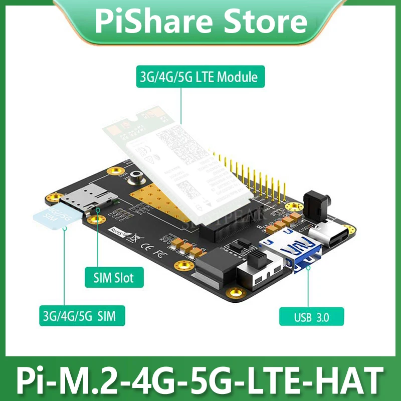 

Raspberry Pi M.2 4G/5G & LTE HAT GSM/GPRS/EDGE Module For amsung ARTIK /Rock64 /Asus Tinker /Latte Panda /RM500/SIM8200/GM800