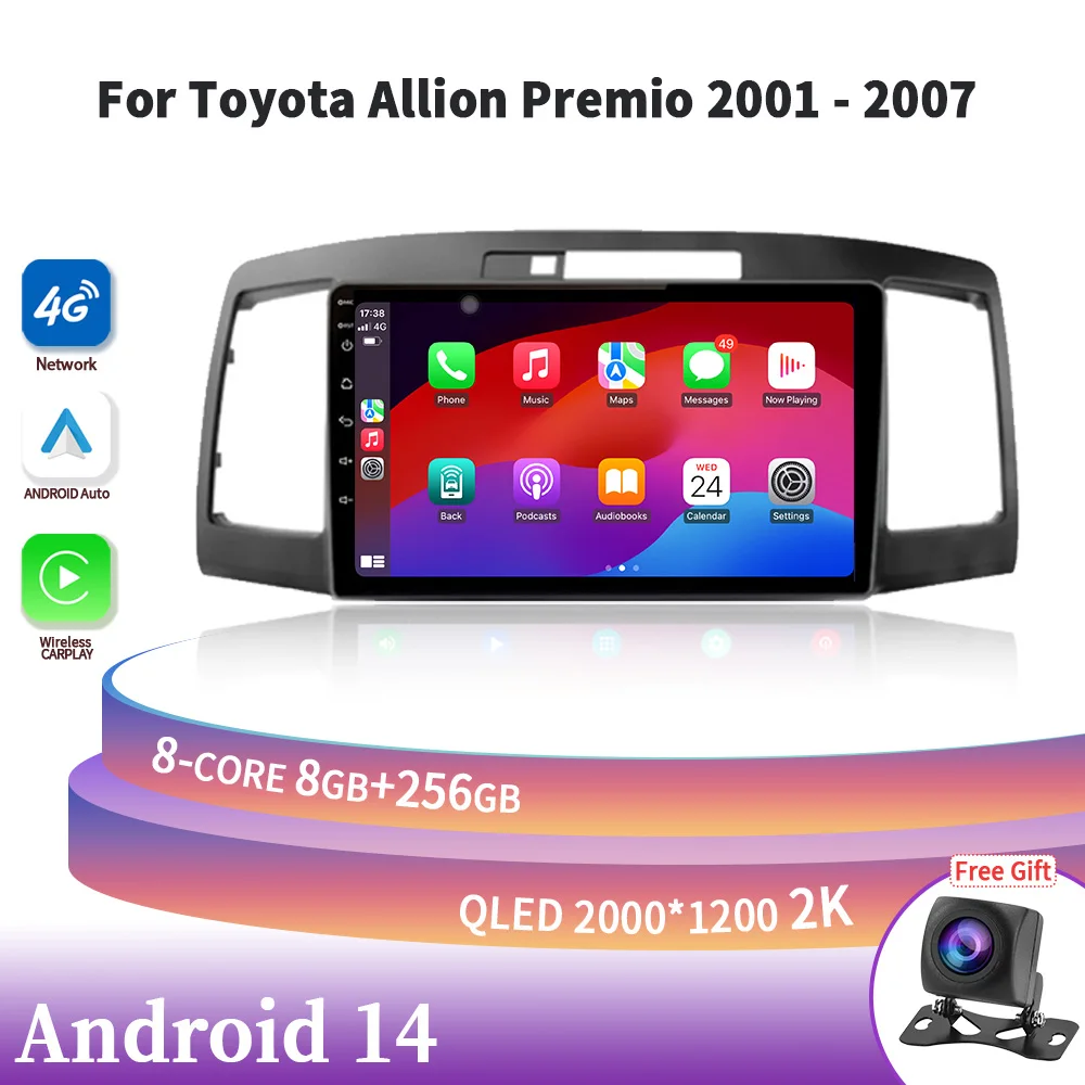 

Wireless Carplay Stereo For Toyota Allion Premio 2001-2007 Auto Radio Multimedia Navigation 4G GPS Android 14 Car Screen 2DIN