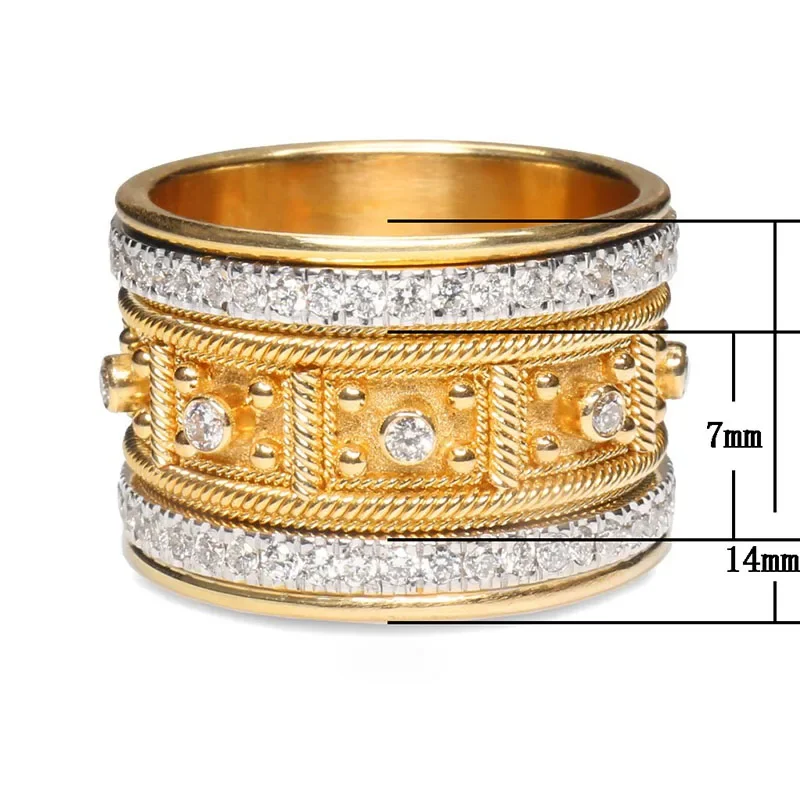 Luxury Brand Big Golden Color Finger Rings for Men Women Fine Jewelry Cubic Zircon Micro Paved Rhinestone Wedding  Gift O4P116