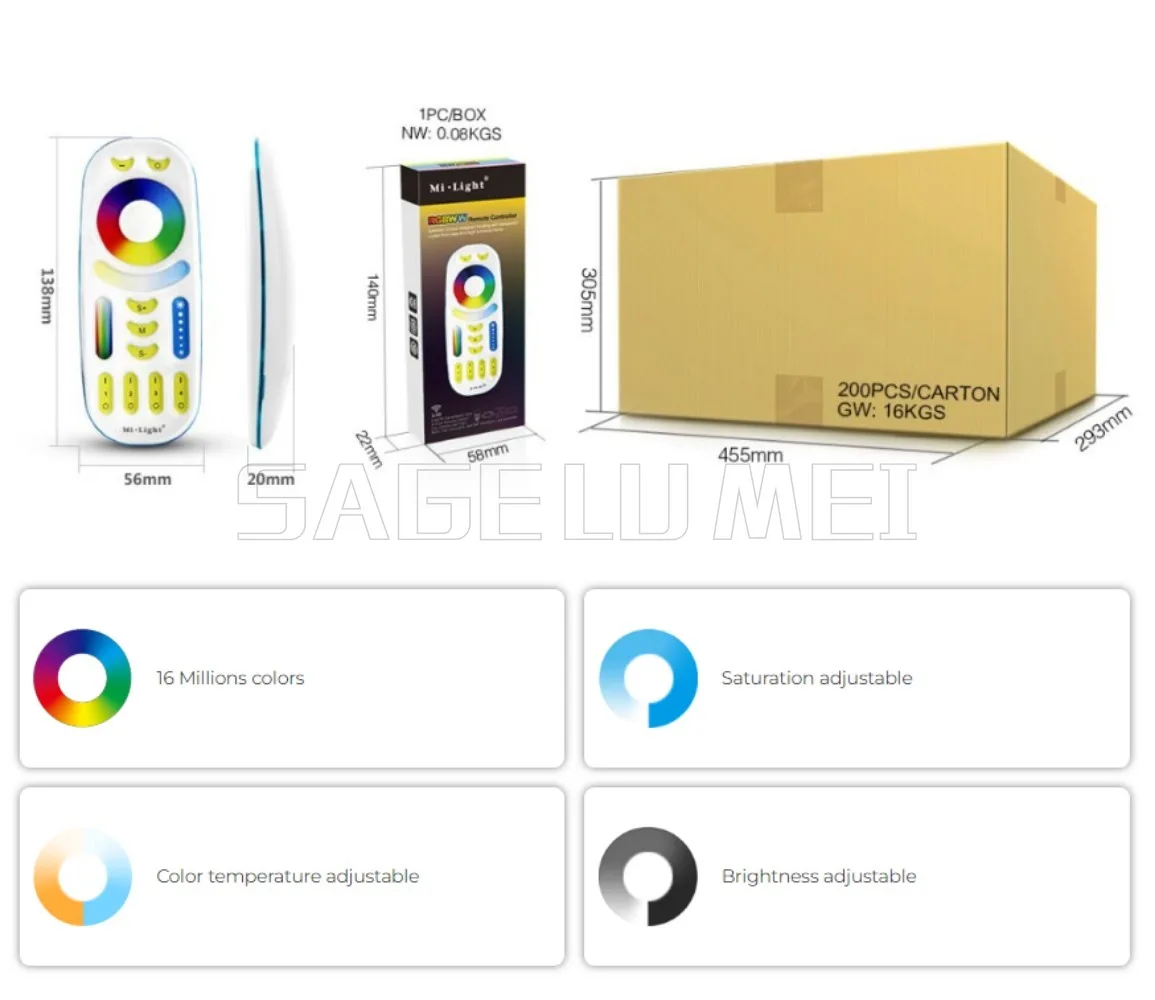 Miboxer جديد WL5-WP (IP67 ترقية مقاوم للماء)/WL5 (غير مقاوم للماء) 5in1 WiFi + 2.4G LED تحكم DC12 ~ 48V B8 التحكم الذكي في الشريط