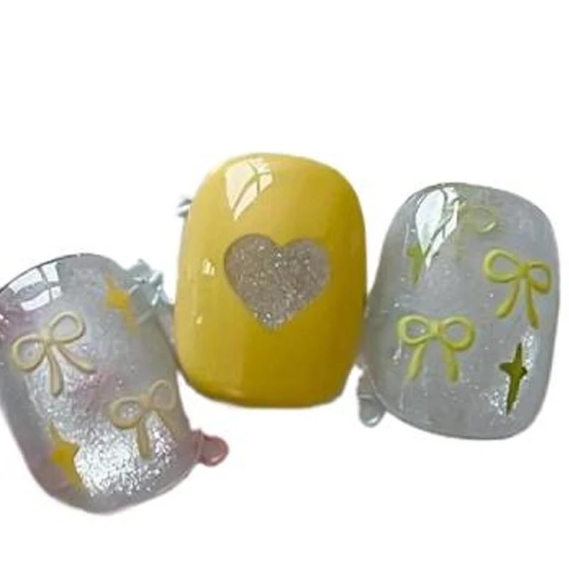 네일 아트 스티커 레이프 귀여운 리본 네일 참 리본 매니큐어 장식 1장 혼합 색상 리본