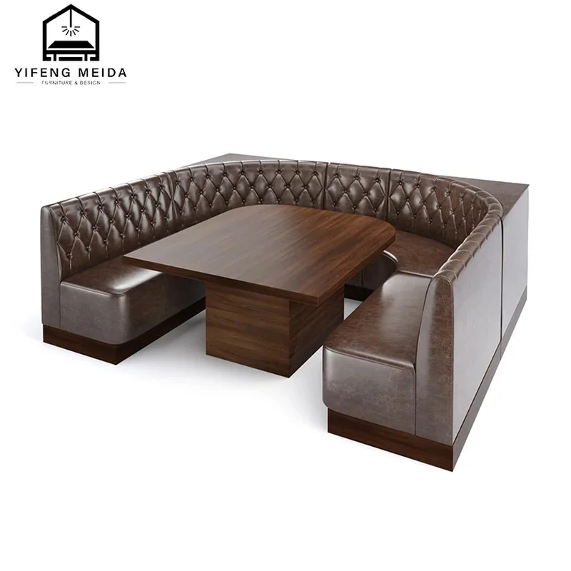 High End Commercial Leather Restaurant Furniture Table Chair Set L U Shape Modern Bench Booth Seating for Cafe Hotel