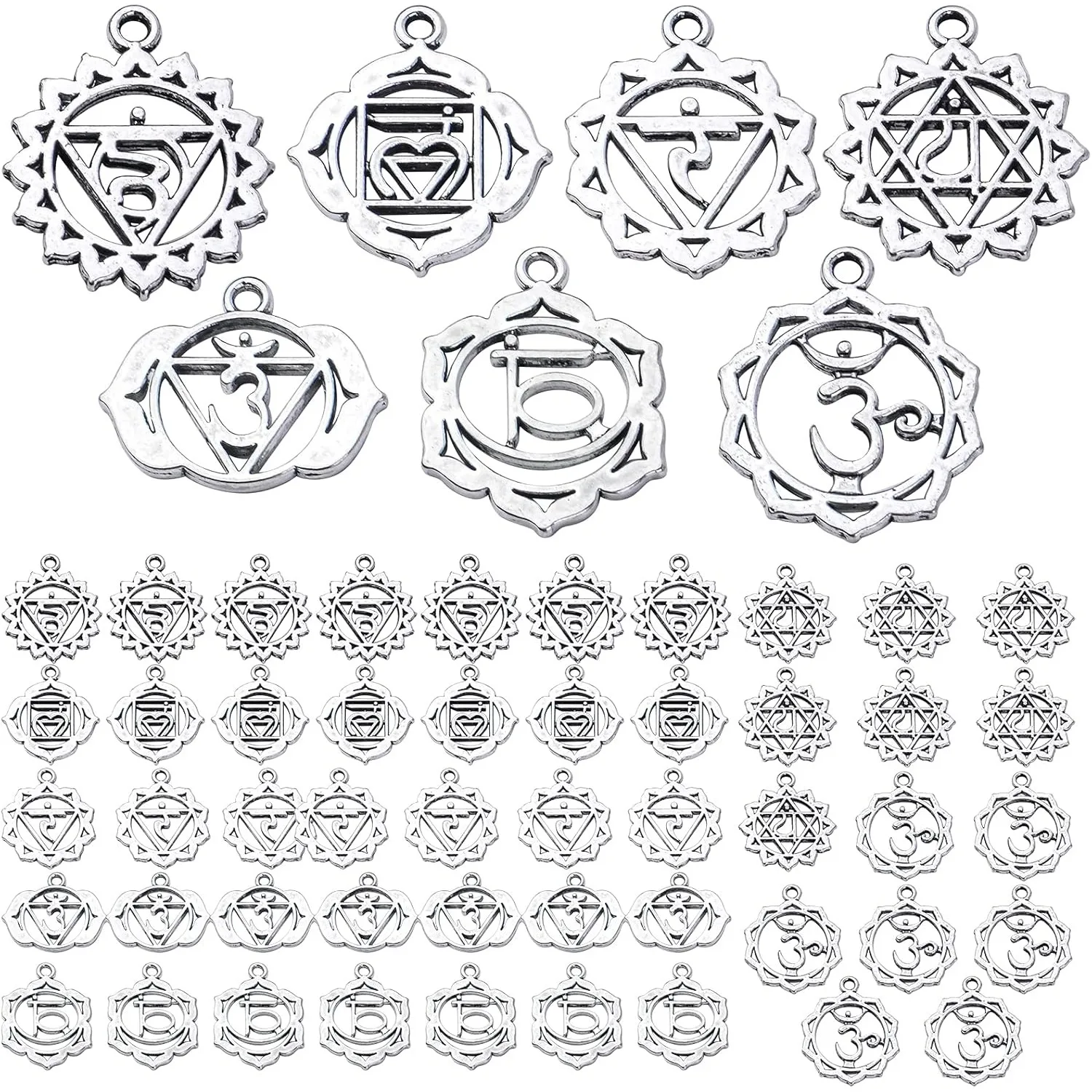 

56pcs Chakra Charms Alloy Yoga OM OHM Flower Pendants Charms Jewelry Findings Accessory for DIY Necklace Bracelet Earrings